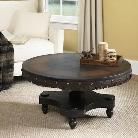 Round Cocktail Table with Fringe Edges